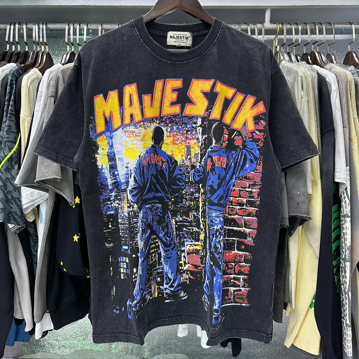 MAJESTIK Treet Artist Garment Dyed Print Crop Tee