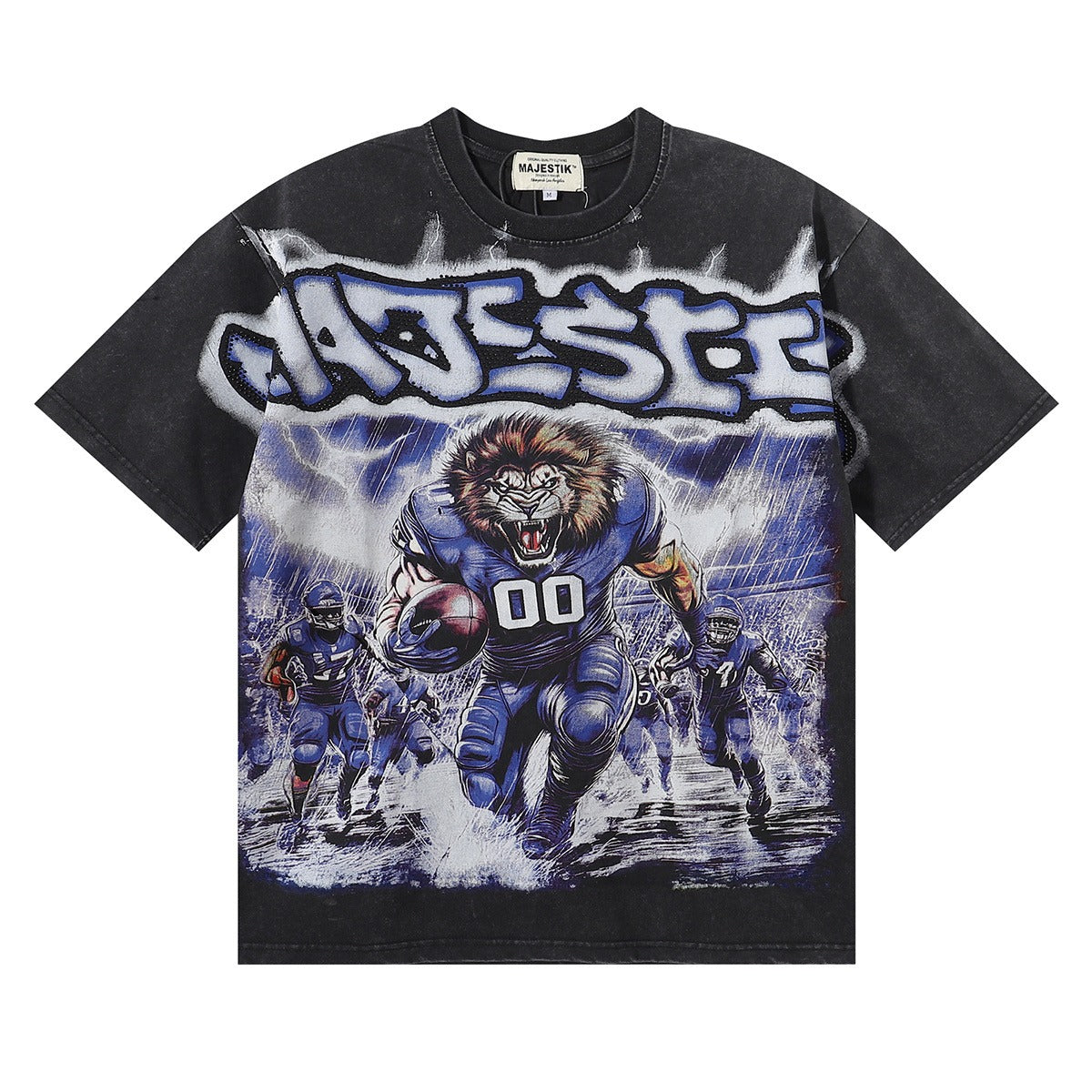 MAJESTIK Tarantula Garment Dyed Print Crop Tee