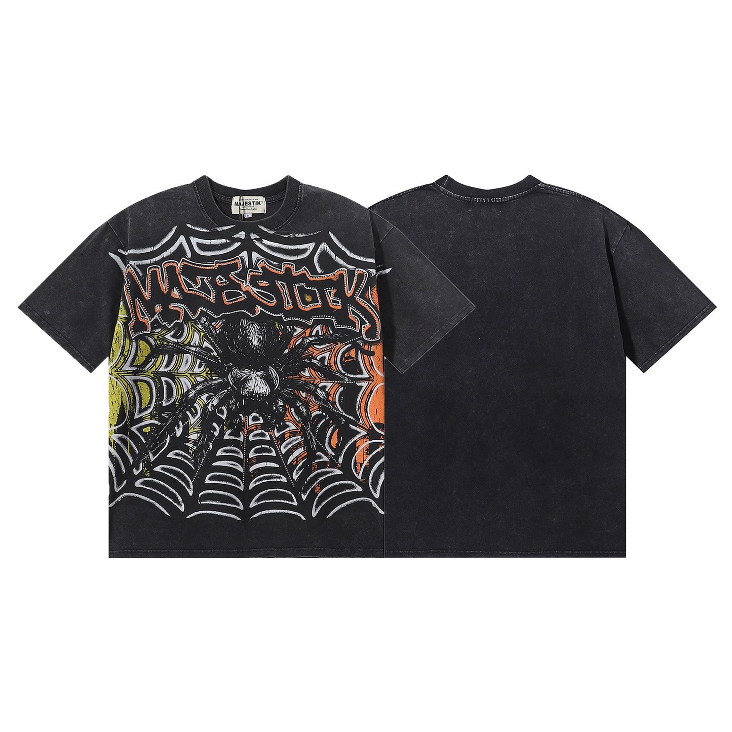 MAJESTIK Tarantula Garment Dyed Print Crop Tee