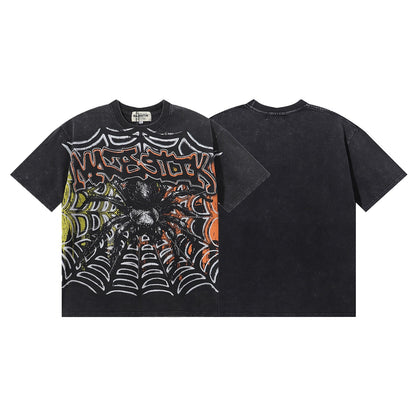 MAJESTIK Tarantula Garment Dyed Print Crop Tee