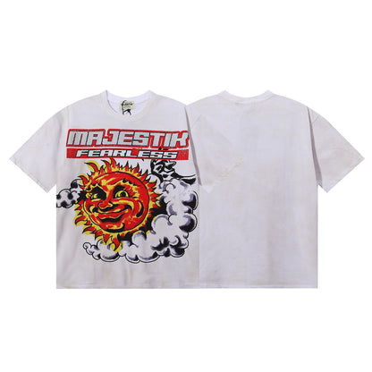 MAJESTIK Solar Garment Dyed Print Crop Tee