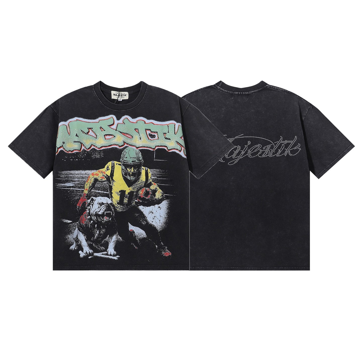MAJESTIK Bulldog Football Graphic Crop Tee