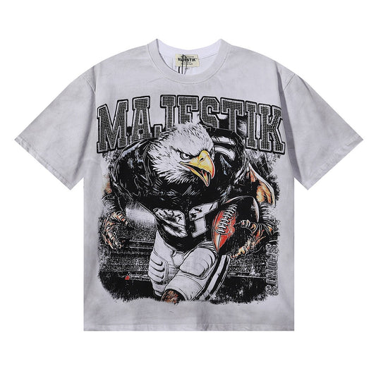 MAJESTIK Eagle Football Graphic Crop Tee