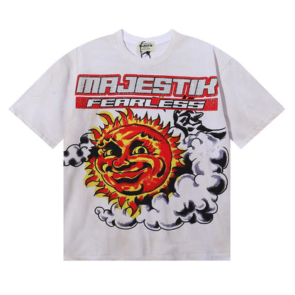 MAJESTIK Solar Garment Dyed Print Crop Tee