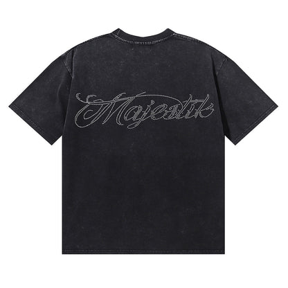 MAJESTIK Bulldog Football Graphic Crop Tee