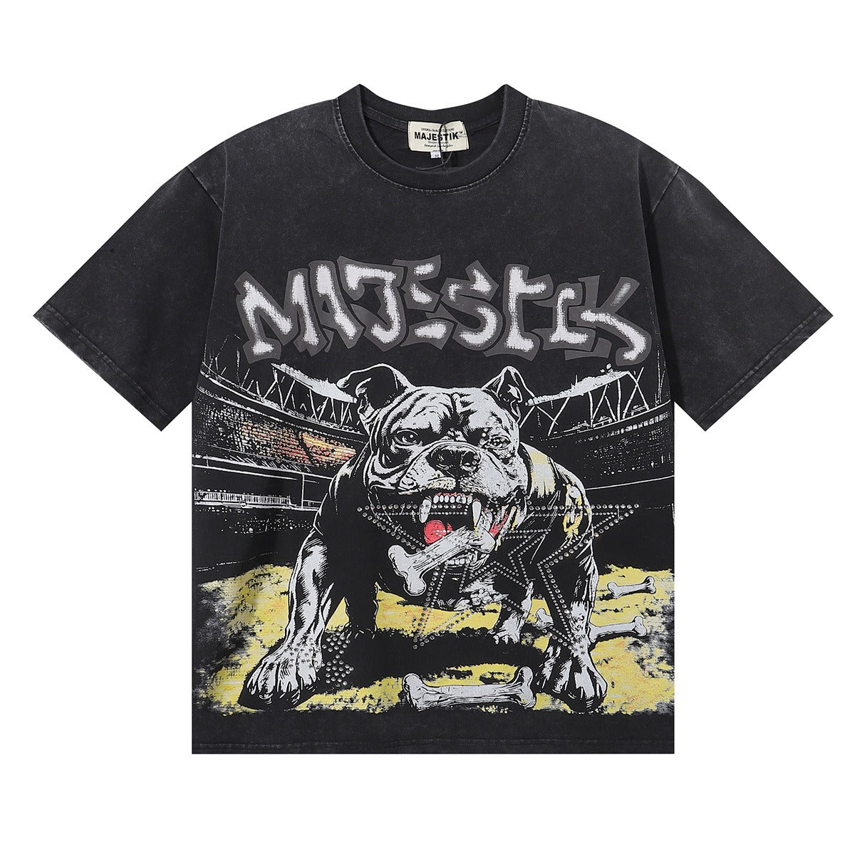 MAJESTIK Bulldog Graphic Crop Tee