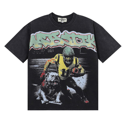 MAJESTIK Bulldog Football Graphic Crop Tee
