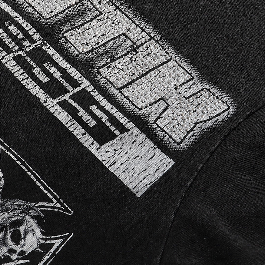MAJESTIK Death Chain Garment Dyed Print Crop Tee