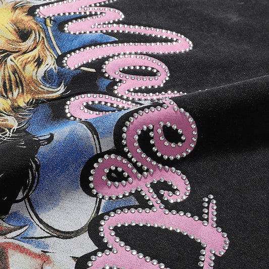 MAJESTIK We Are Friend Garment Dyed Print Crop Tee