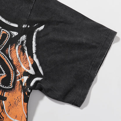 MAJESTIK Tarantula Garment Dyed Print Crop Tee