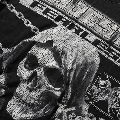 MAJESTIK Death Chain Garment Dyed Print Crop Tee