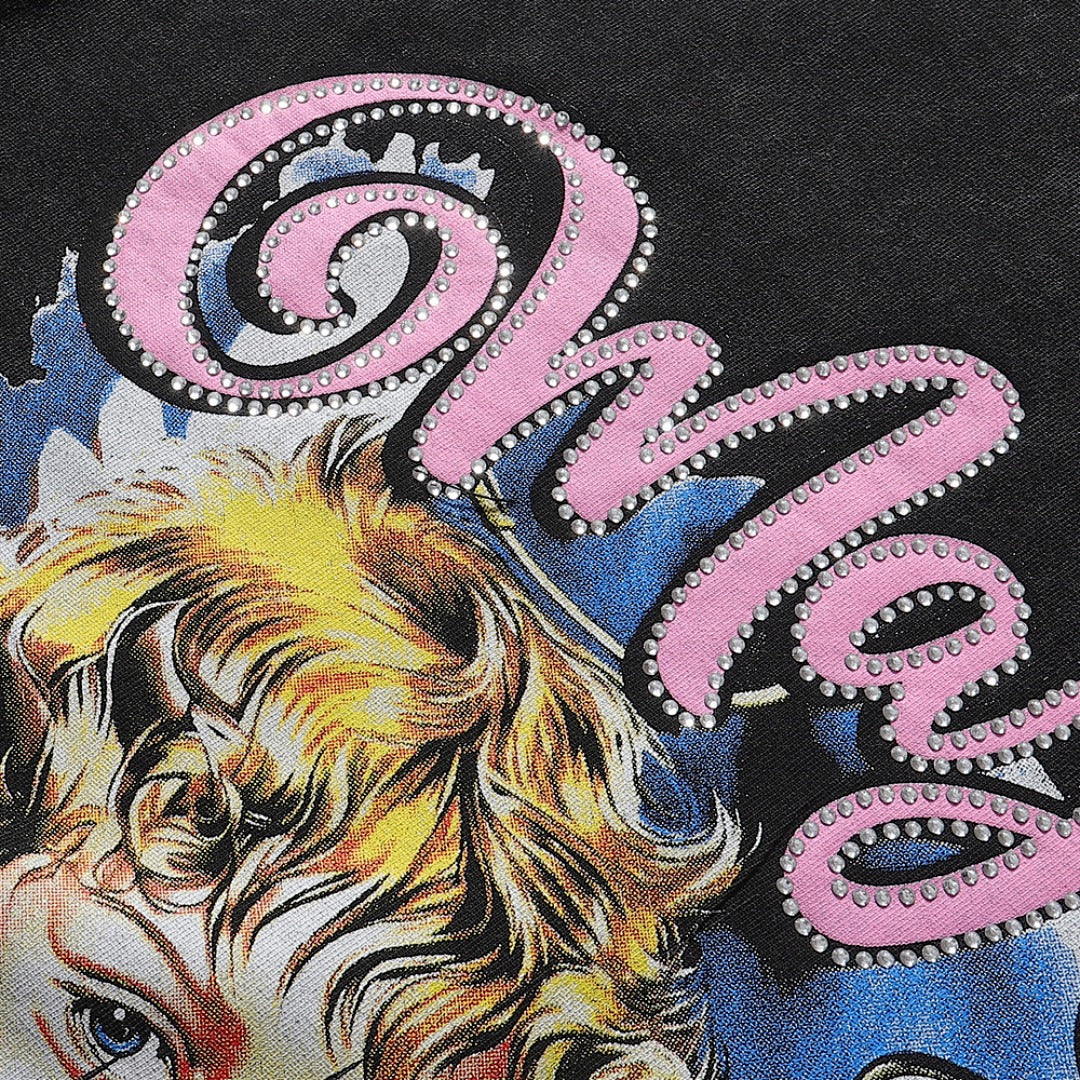 MAJESTIK We Are Friend Garment Dyed Print Crop Tee