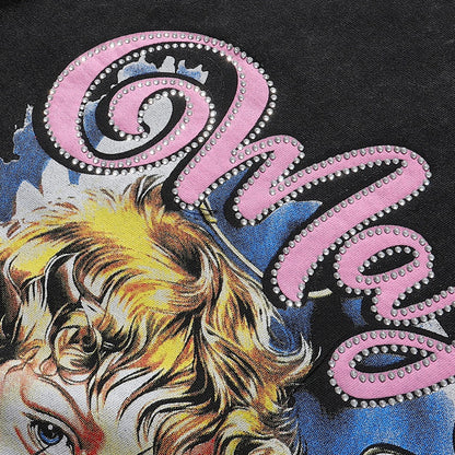 MAJESTIK We Are Friend Garment Dyed Print Crop Tee