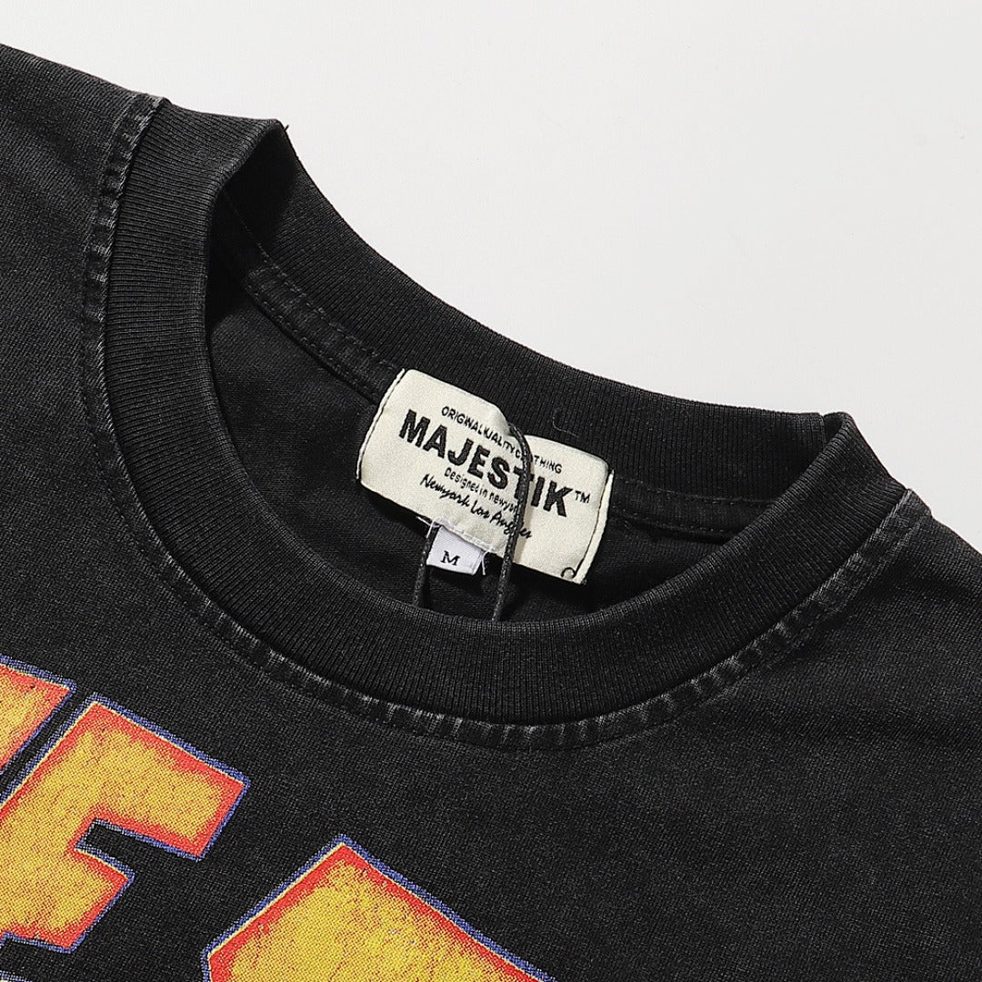 MAJESTIK Treet Artist Garment Dyed Print Crop Tee
