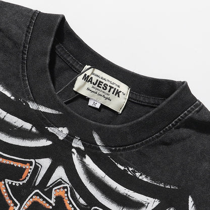 MAJESTIK Tarantula Garment Dyed Print Crop Tee