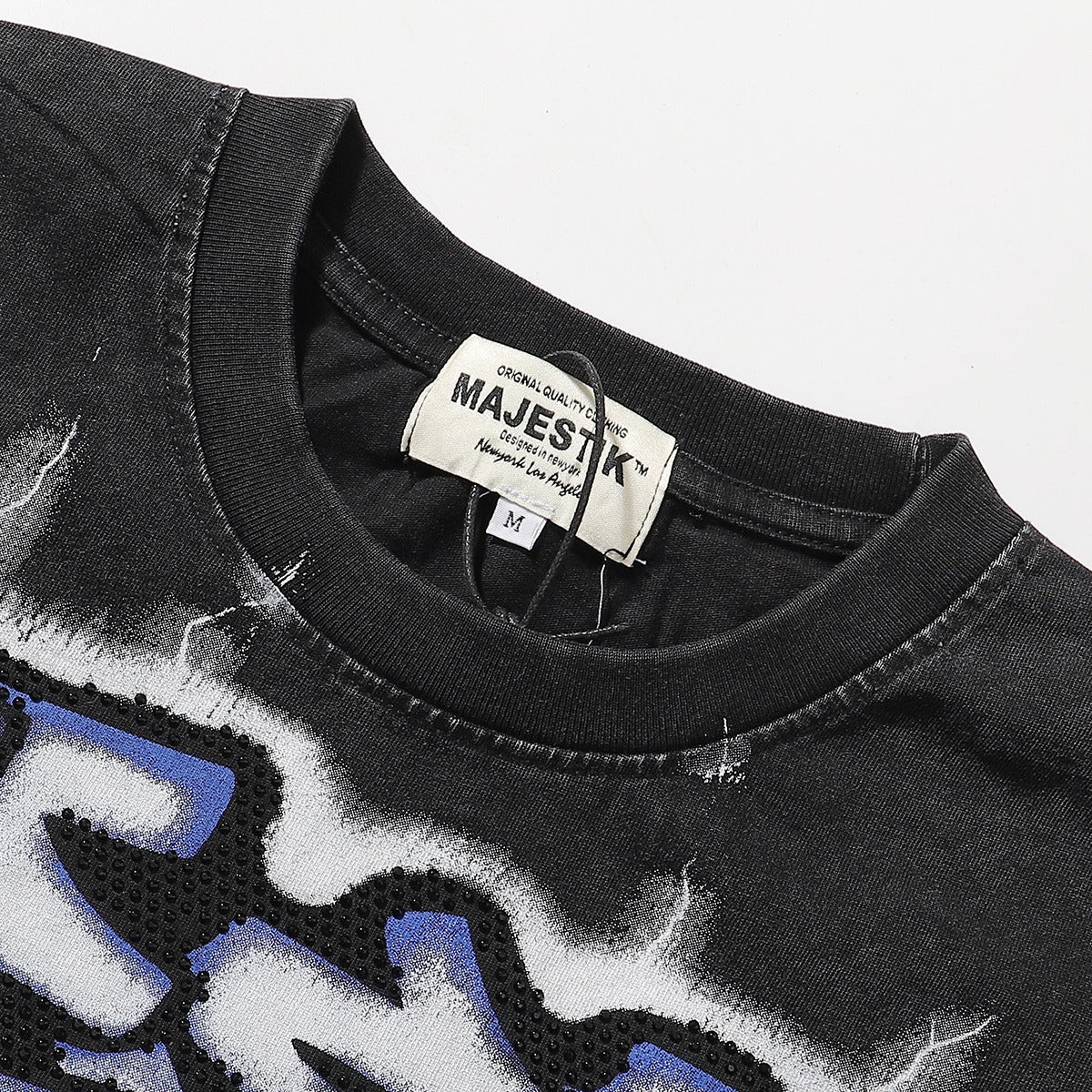 MAJESTIK Tarantula Garment Dyed Print Crop Tee