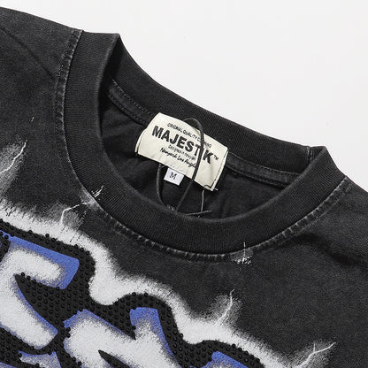MAJESTIK Tarantula Garment Dyed Print Crop Tee