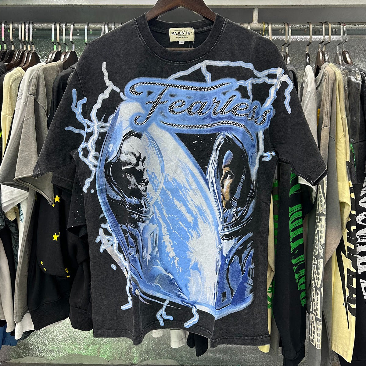 MAJESTIK Astronaut Graphic Crop Tee