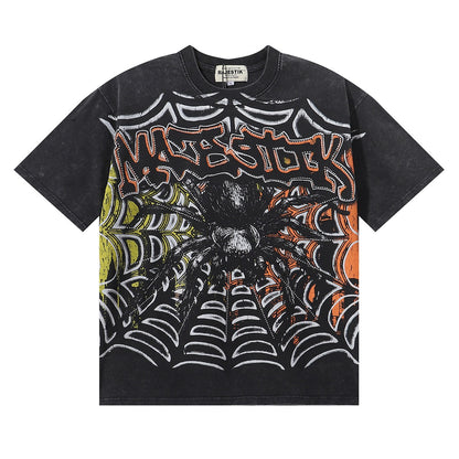 MAJESTIK Tarantula Garment Dyed Print Crop Tee