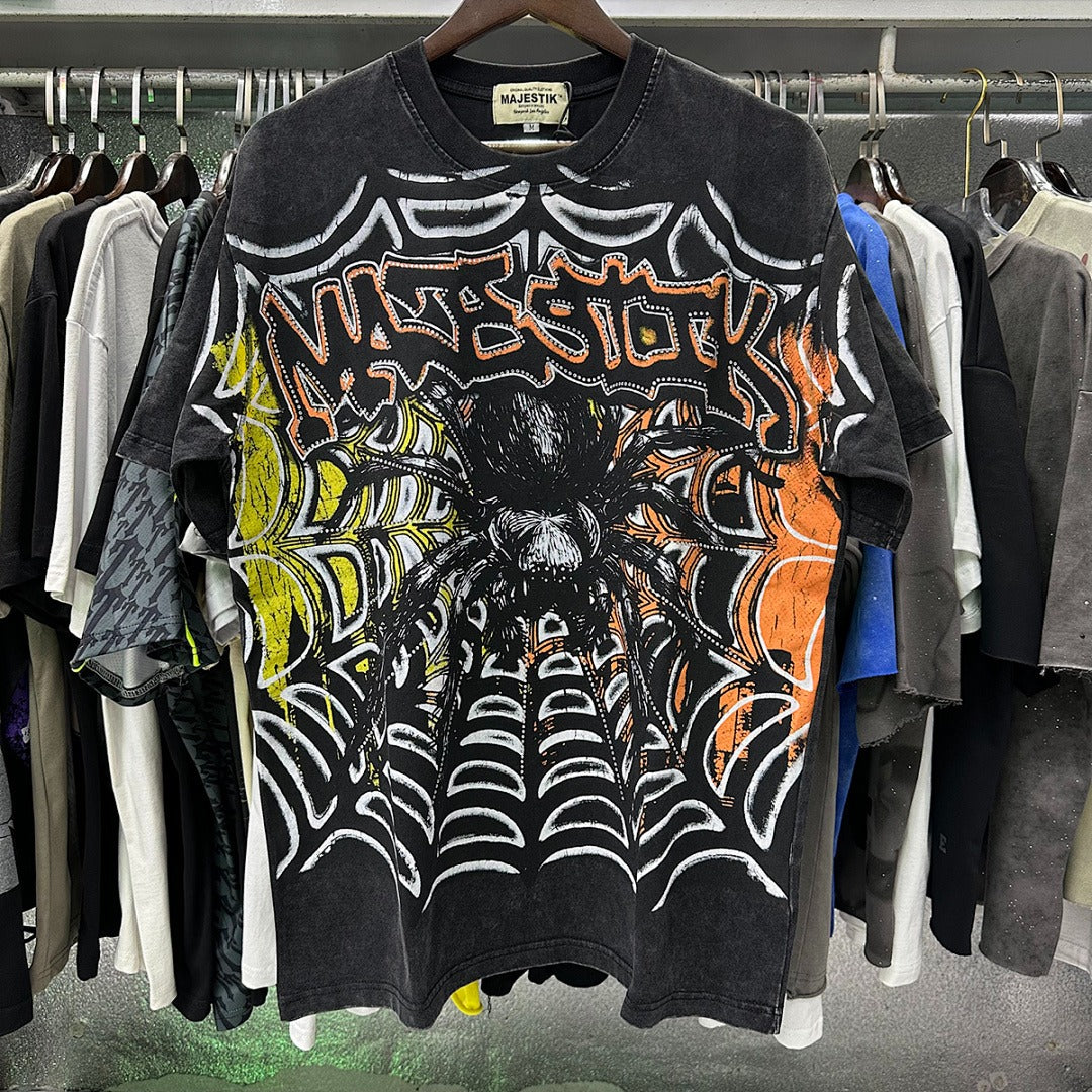 MAJESTIK Tarantula Garment Dyed Print Crop Tee
