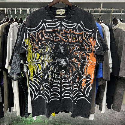 MAJESTIK Tarantula Garment Dyed Print Crop Tee