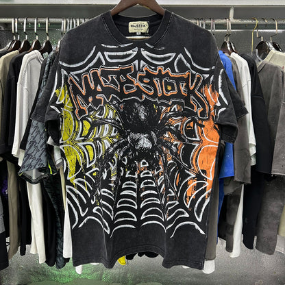 MAJESTIK Tarantula Garment Dyed Print Crop Tee