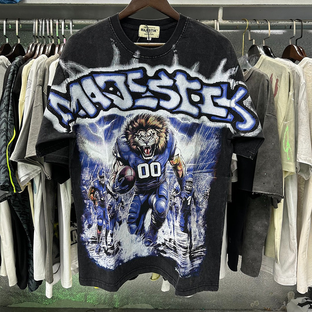 MAJESTIK Tarantula Garment Dyed Print Crop Tee