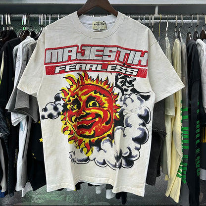 MAJESTIK Solar Garment Dyed Print Crop Tee