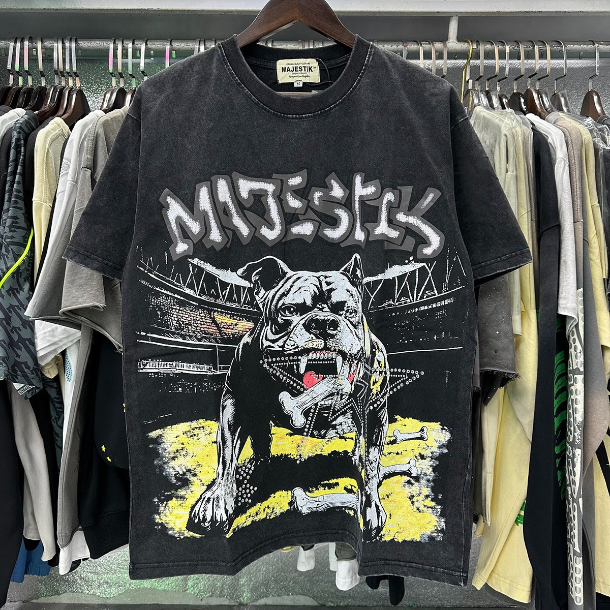 MAJESTIK Bulldog Graphic Crop Tee